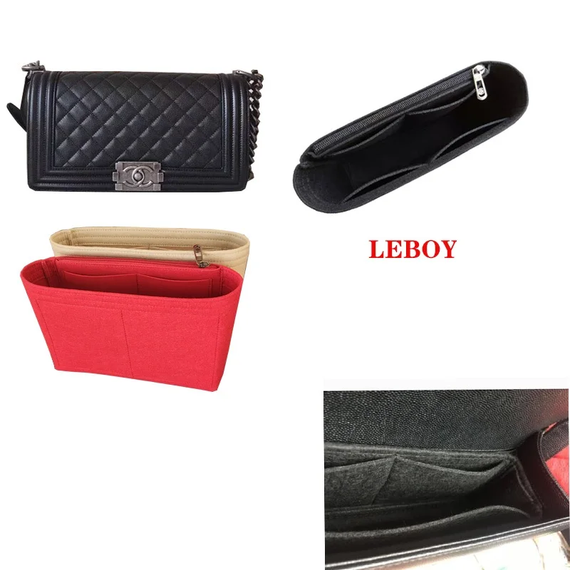 cheap For LEBOY S M L Felt Cloth Insert Bag Organizer Makeup Handbag Organizer Travel Inner Purse Portable Cosmetic Bags