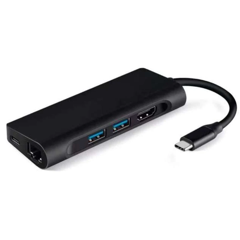 USB C док-станция для ноутбука USB 3,0 HDMI RJ45 Gigabit PD Fealushon для MacBook samsung Galaxy S9/S8/S8+ type C док-станция - Цвет: Черный