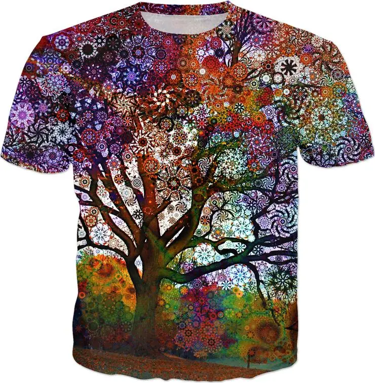 

Autumn Star Tree T-Shirt 3d Trippy And Psychedelic Tie-dye Women Men Summer Style Tops Tees Outfits