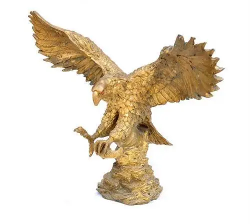 

China Chinese Bronze Copper Wealth Fly Eagle Statue On Tree Branch Sculpture
