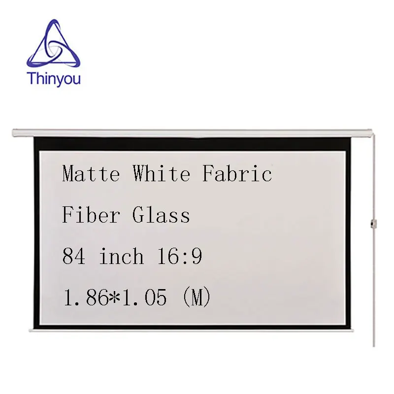 Thinyou 84 inch 16 9 Electric Screen With Remote Control Up Down Matte White Fabric Fiber