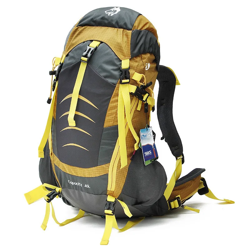 45L унисекс спортивные рюкзаки для отдыха на природе, походные рюкзаки, сумка, рюкзак для кемпинга, путешествий, альпинизма, треккинга, рюкзаки, сумки - Цвет: Yellow