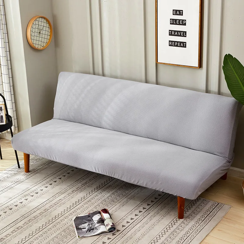 

Solid Color Elastic Sofa Cover No Armrest Removable Stretch Slipcovers For Couch All-Inclusive Folding Sofa Bed Cover 190-230cm