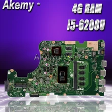 Akemy X555UJ материнская плата для ноутбука ASUS X555UJ X555UF F555U X555UB X555UQ X555UTest оригинальная материнская плата 4G ram I5-6200U