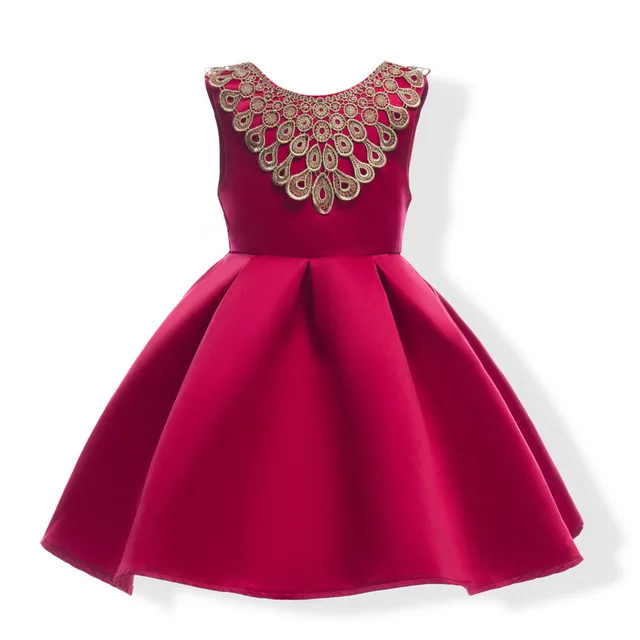 Элегантное Изысканное платье для маленьких девочек с бантом и бусинами; нарядное платье принцессы для дня рождения, рождественской вечеринки; платье для выступлений - Цвет: fuchsia