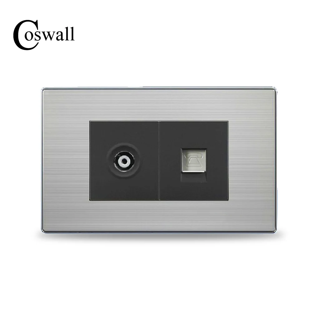 Buy COSWALL Luxury Wall TV Outlet With Telephone