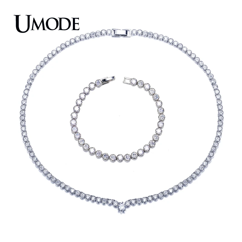 Фирменный браслет для тенниса UMODE и ожерелье с круглым кулоном из кубического