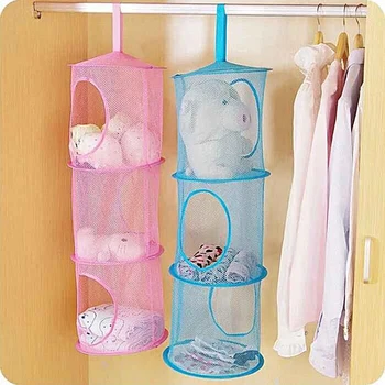 

3 Shelf Net Kids Toy Organizer Bag Home Mesh Hanging Storage Bedroom Wall Door Closet