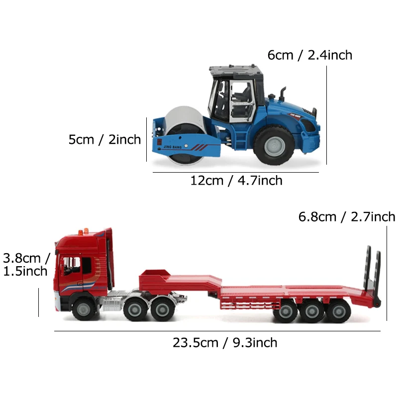 JINGBANG 1:50 бортовой трейлер игрушка грузовик сплав трейлер роликовый экскаватор погрузчик грузовик модели игрушечных автомобилей для мальчиков экскаватор погрузчик