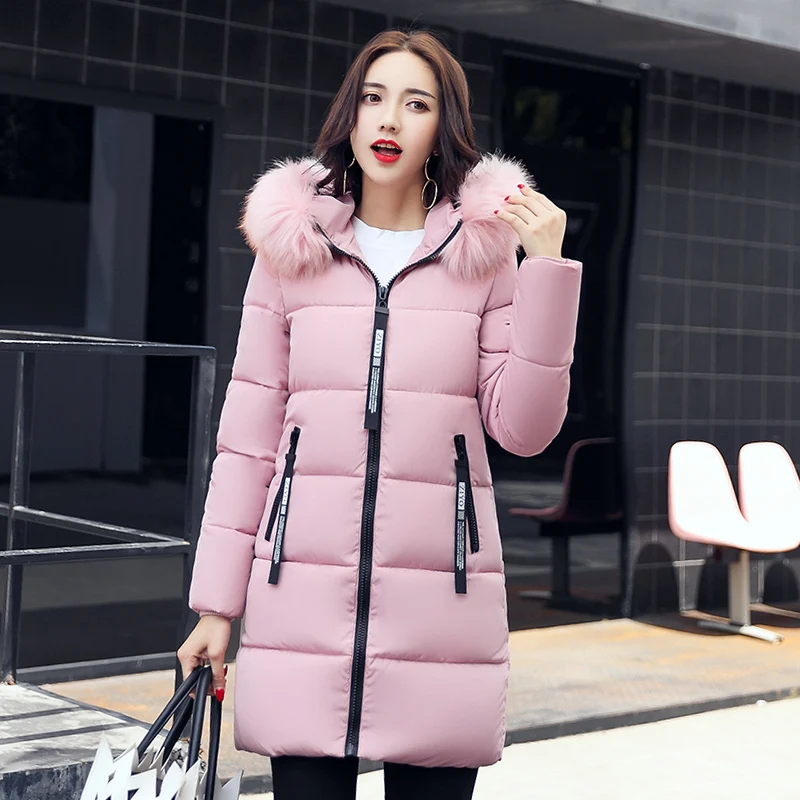 Hiver army burgundy Rembourré Longue Fausse Pardessus Veste green Manteaux Parkas Green Mlinina Col pink Femmes Le Fourrure Black gray Chauds En Bas Capuchon 2018 Épaississent Vers red Coton white Manteau À b6gyf7