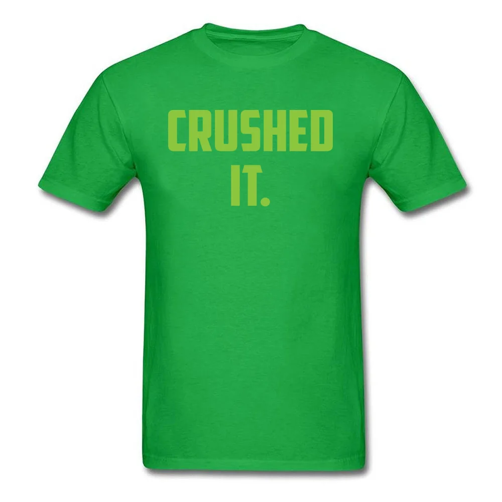 Crushed It Summer T-Shirt for Men Pure Cotton Labor Day Tops Tees Print Tee Shirt Short Sleeve Retro Round Neck Crushed It green