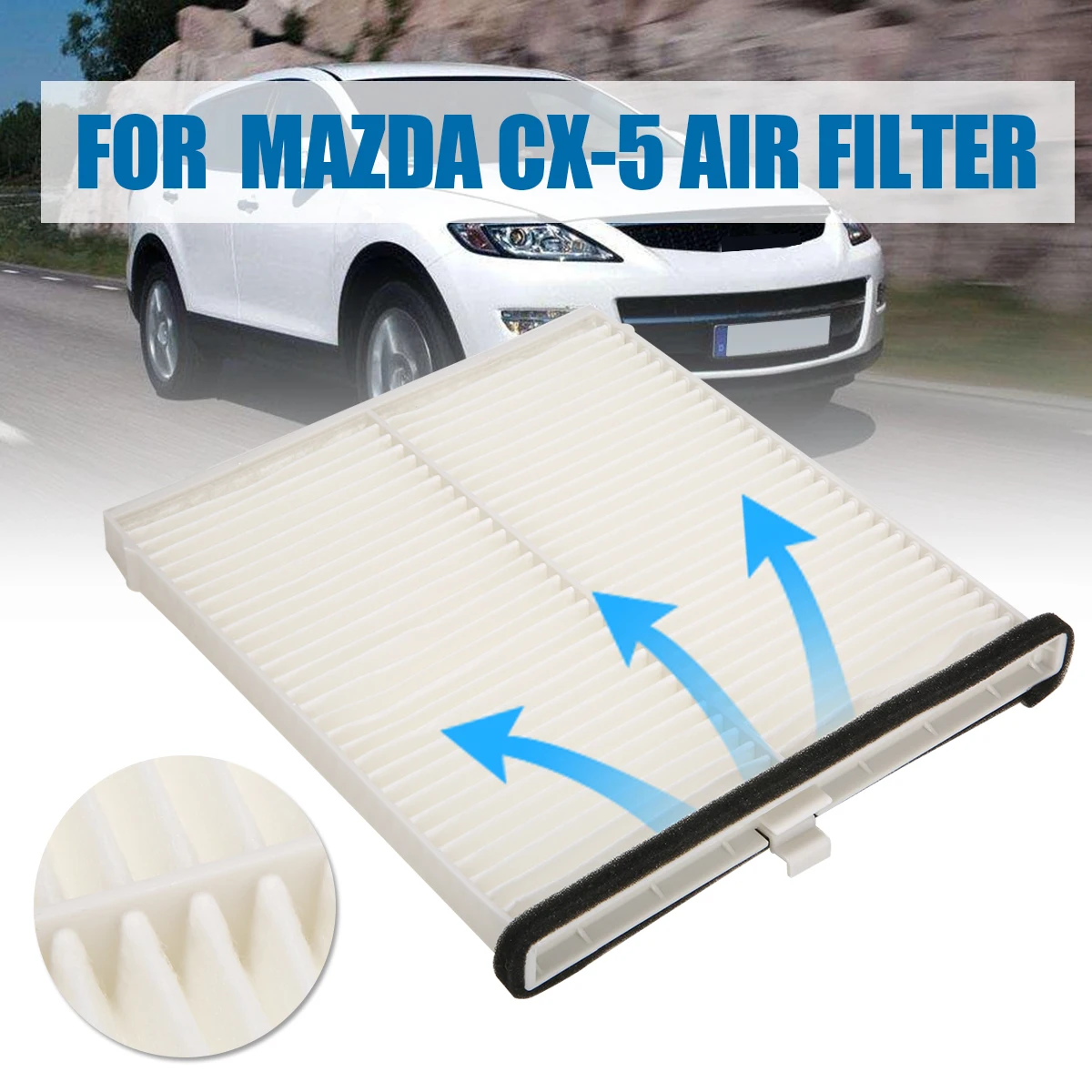 Treyues 1pc Cabin Air Filter White Non-woven For Mazda 3 14-17 6 13-17 CX-5 12-17 OEM:KD45-61-J6X