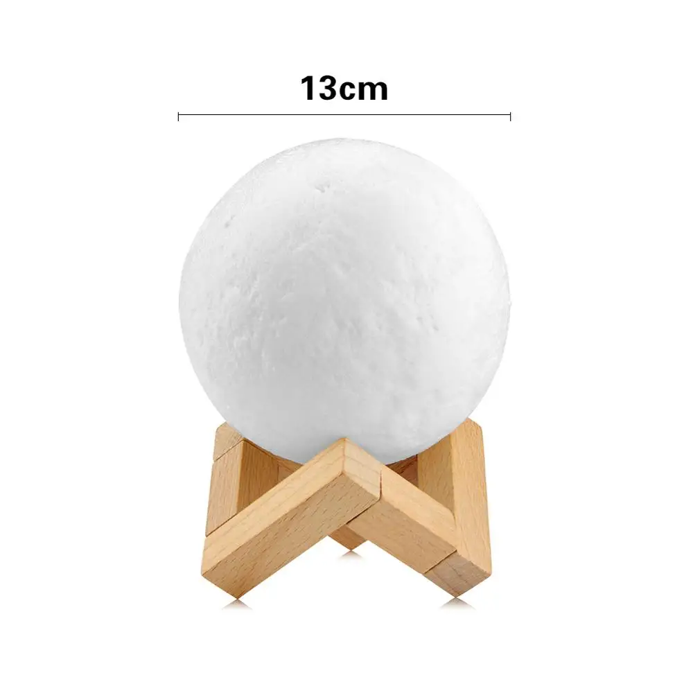 13cm No Wood Stand 3D Moon лампа сенсорный выключатель настольной лампы 2 Цвет изменить USB СВЕТОДИОДНЫЙ светильник Перезаряжаемые lampara Луна 5V - Цвет абажура: 13cm No Wood Stand
