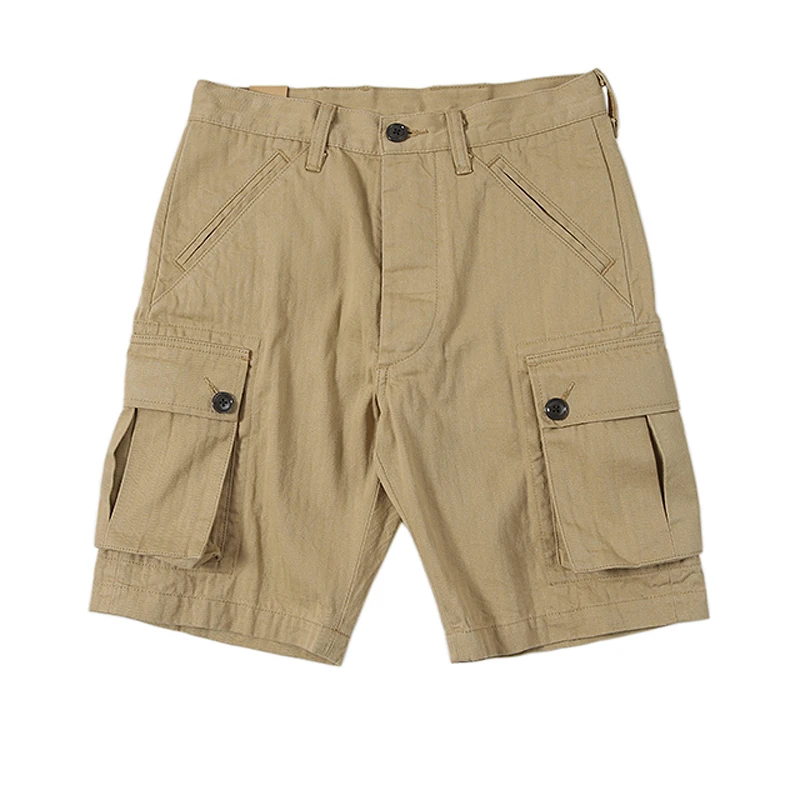 

BOB DONG M-1951 Military Vintage Men HBT Side Pockets Cargo Shorts Straight Loose Fit