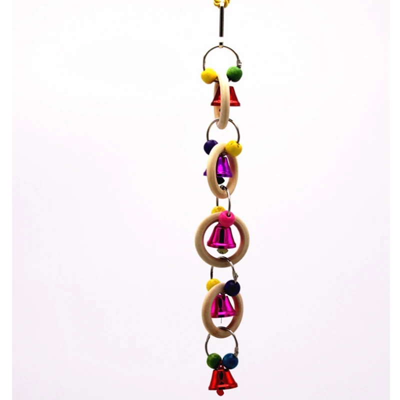 1 pcs Parrot Toys Wooden Rings Bells Hanging Cage Bird Parakeet Swing Chewing Bite Pendant Bird cage accessories Toys Supplies