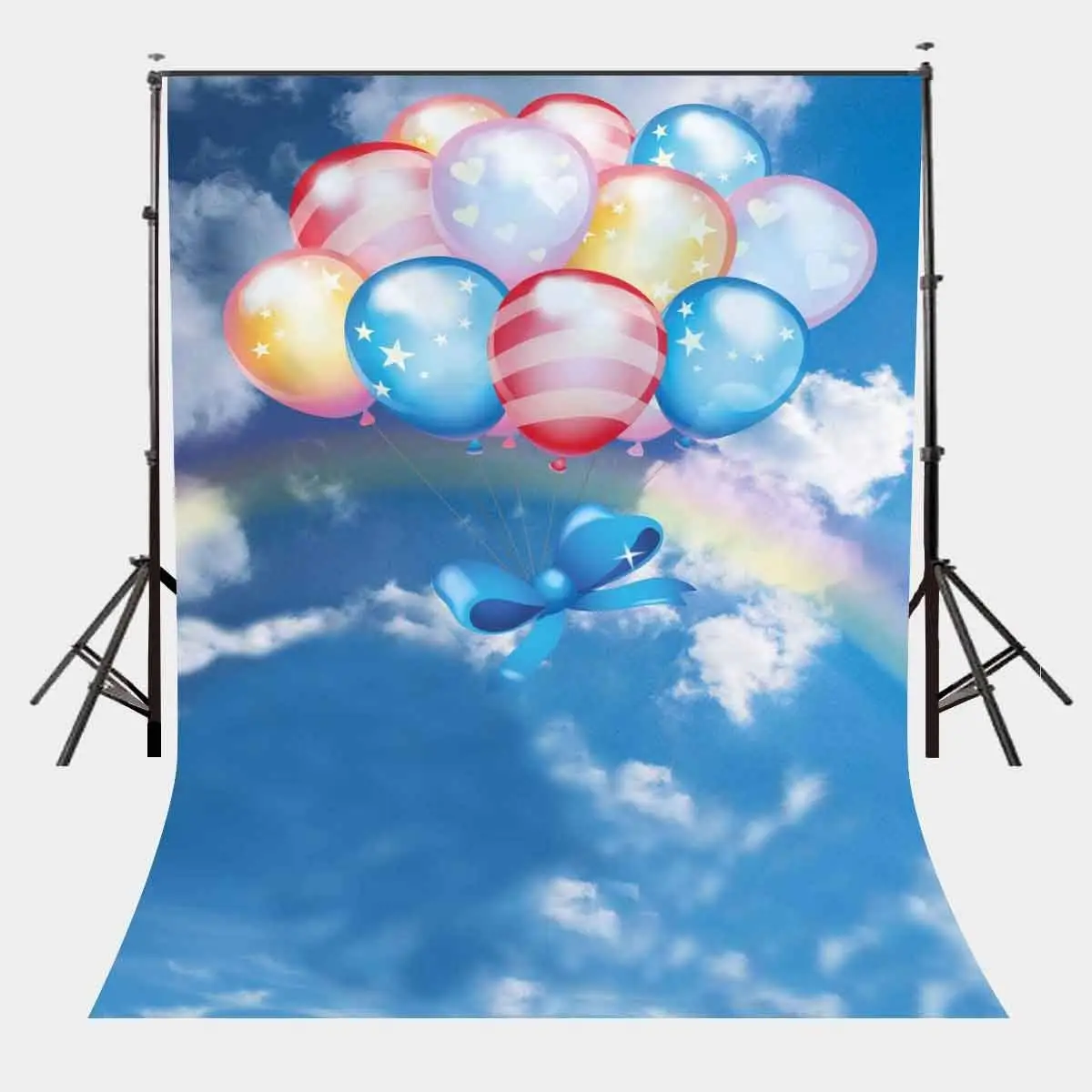 

150x220cm Colorful Floating Balloons Backdrop Seven Colors Rainbow Photography Background for Children Kids Baby