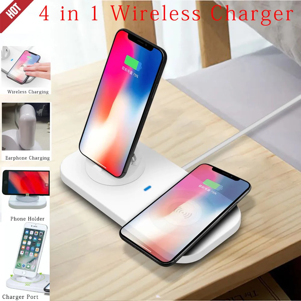 

QI Wireless Charger Desktop Mobile Phone Charger for iphone Huawei Android Universal Charger for I9TWS I10 I12 I30 I60 Headphone