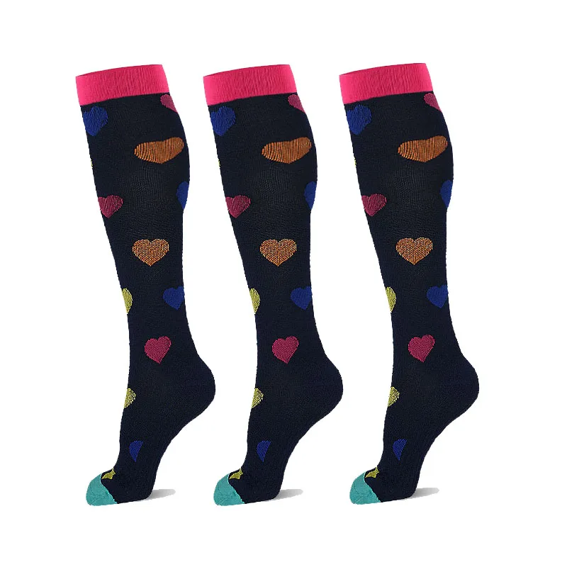 Компрессионные носки(3 пары), 20-30 мм рт. Ст. Лучшие Градуированные спортивные и медицинские для мужчин и женщин, бега, полета, путешествий чулок - Цвет: 3pairs