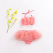 Cutr/летние детские лямки для купальников, однотонные топы из сетчатой пряжи, трусы, детские купальные костюмы для маленьких девочек, Новинка