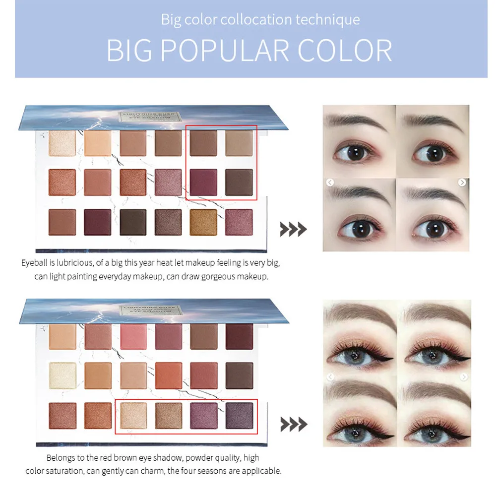 

18 Colors Eyeshadow Textured Pallete Faced Matte Pearl Makeup Waterproof Eye shadow Matte Naked Makeup Eye Shadow Palette