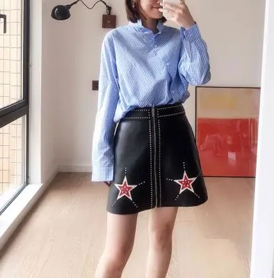 

2018 New Fashion Genuine Sheep Leather Skirt G19