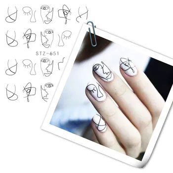 

Cartoon Animal Line Drawing Nail Stickers DIY Fake Full Nail Tip Decals Beauty Art Tools