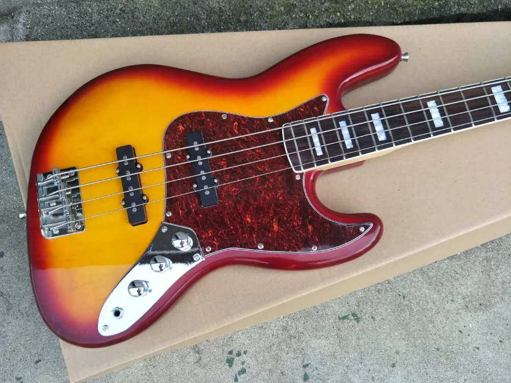 4 Strings Bass Guitar with Rosewood Fingerboard, Red Tortoise Shell Pickguard,Rosewood Fingerboard,Offer Customized