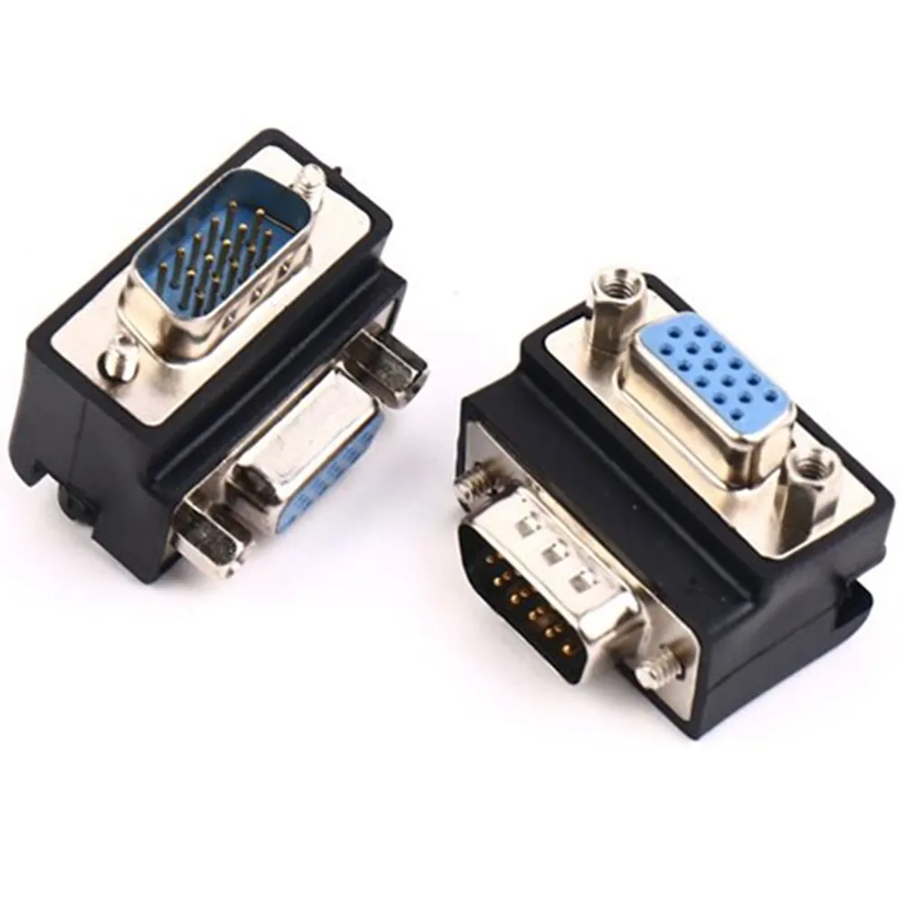 

15 Pin VGA SVGA Adapter Male to Female Cable Extender Converter 90 Degree Right Angle Plug for PC LCD TV Monitor VGA Connector