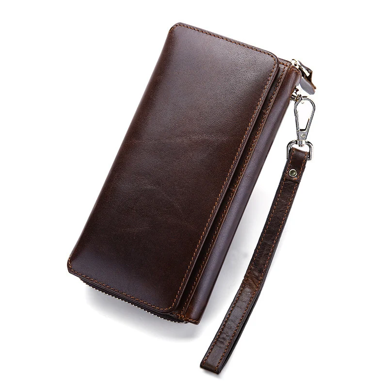 

The 2019 New Real Leather Men's Retro style high quality Multi-Card Bit Long Wallet Clutch Men Genuine Leather purse two color