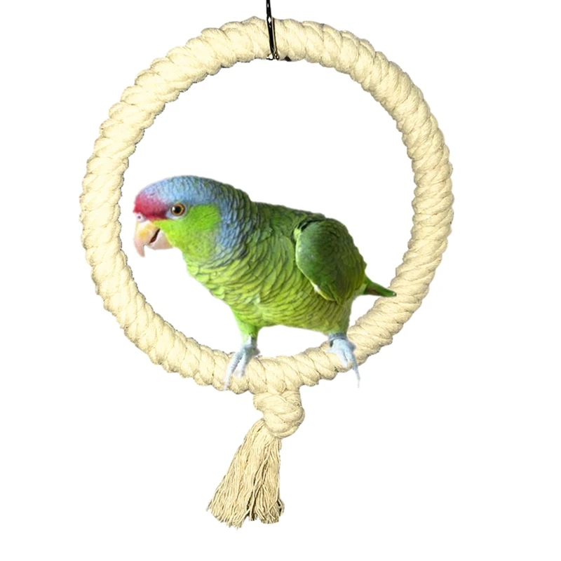 Parrot Rope Swing Standing Bar Pet Bird Chewing Climbing Ring Toy for