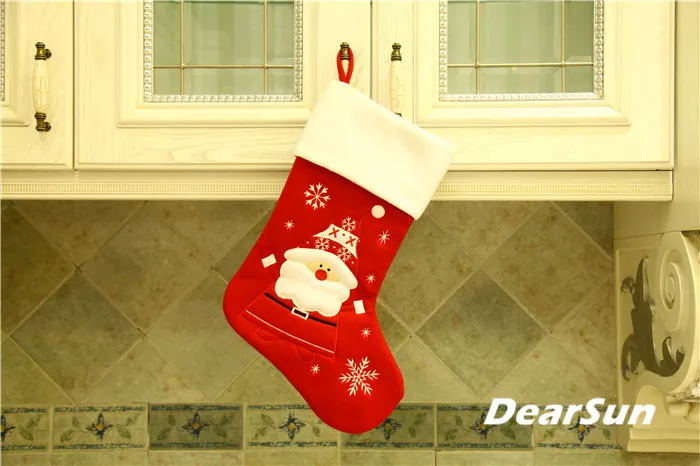 

Free shipping! 1pc/lot Christmas Stocking 18"Red Fleece Santa Claus Stocking Christmas Decoration Gift for Children