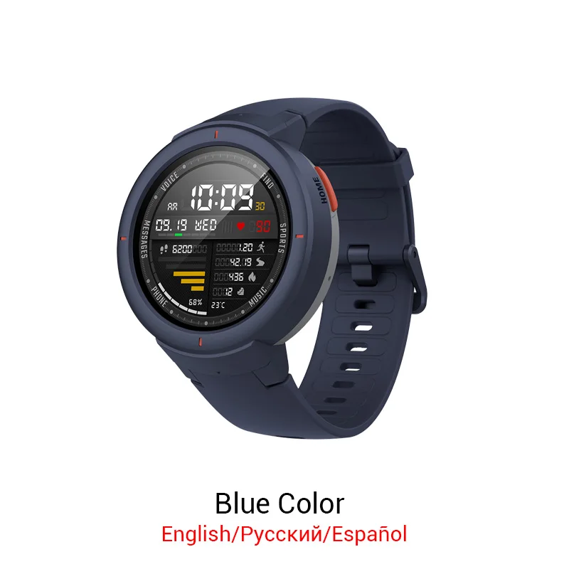 Умные спортивные часы Amazfit Verge с английским/испанским/русским Huami, 1,3 дюймов, AMOLED, с функцией телефонного звонка, gps, с функцией сердечного ритма, Смарт-часы IP68 - Цвет: blue color