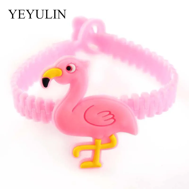 

Trendy Cute Multiple style Flamingo Silicone Bracelet Kids Cartoon Red Green Anime Bracelet & Bangle Jewelry For Kids