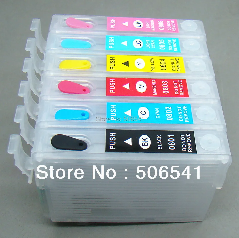 empty refillable cartridge with chip for epson t0801 t0806 rx585/rx685