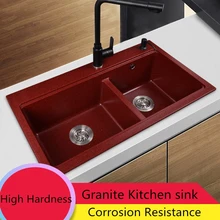 Гранитная красная утолщенная двойная раковина бортике умывальник гранитная столешница кварцевый камень Lundry раковина кухонные аксессуары