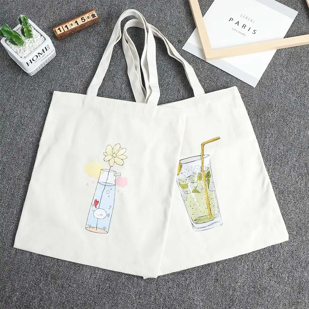 

Simple Cartoon Lemon Vase Pattern Casual Women Zipper Canvas Shoulder Bags Shopping Bags Handbag 34*39 cm
