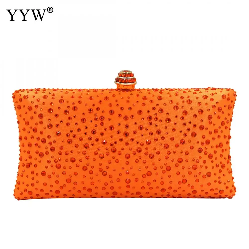 

Orange Clutch Bag 2018 New Rhinestone Party Clutch Purse Fashion Girl Elegant Evening Clutches Girls Bag Mini Phone Purse 2018