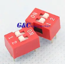 20PCS Red 2.54mm Pitch 2-Bit 2 Positions Ways Slide Type DIP Switch 20pcs lnk305pn lnk305 dip 7