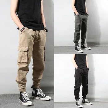 

Japanese Style Fashion Men Jeans Casual Loose Fit Big Pocket Cargo Pants Men Harem Trousers Streetwear Hip Hop Joggers Pants