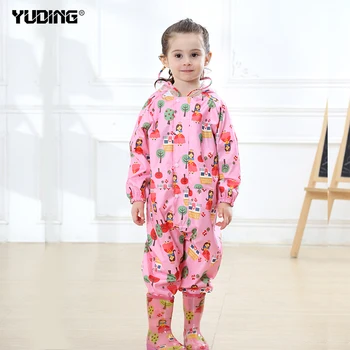 

1-9 Years Old Kids Jumpsuit Baby Outdoors Cartoon Kid Students Hooded Raincoat Suit Children Rainwear and Rain-proof Pants Set