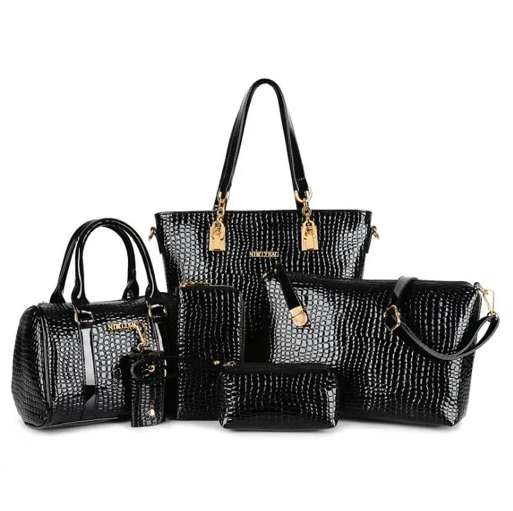 Fashion European style crocodile pattern 6 font b set b font bags font b handbags b