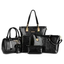 Fashion European style crocodile pattern 6 set bags handbags women famous brands shoulder messenger bag lady