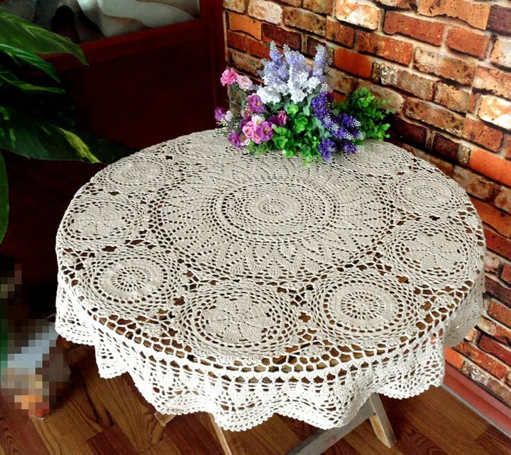 Christmas essential Handmade Crochet Cotton Flower Tablecloths Flower