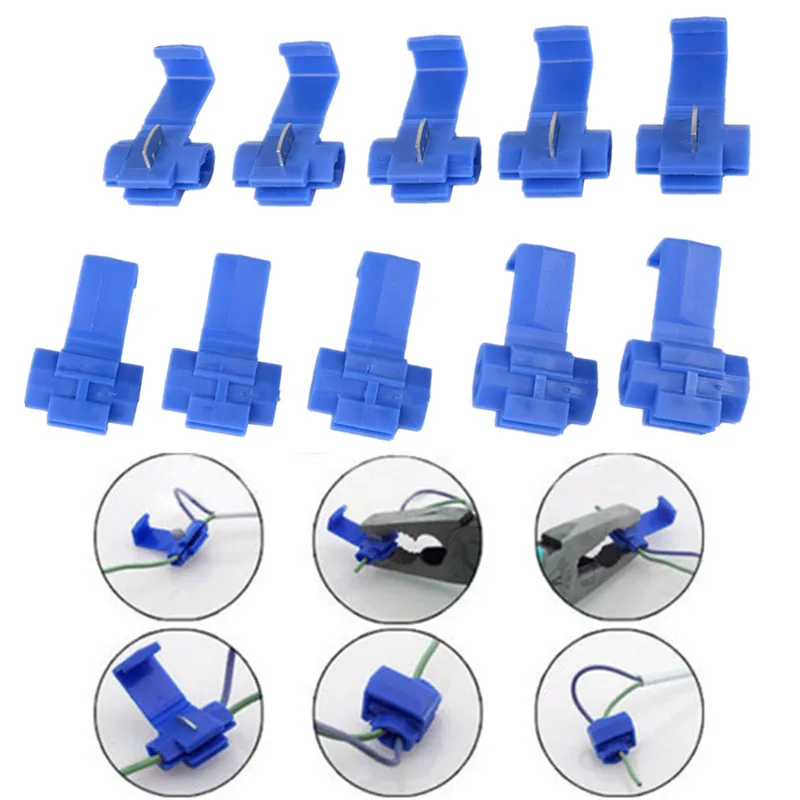 50pcs Cable Connectors Quick Splice Insulated Snap Lock Electrical Wire Crimp Terminals Blue/Red