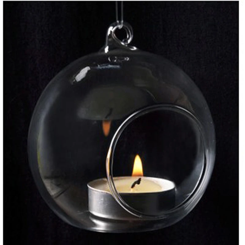 Suspension Transparent Glass Candlestick Crystal Glass Hanging Candle