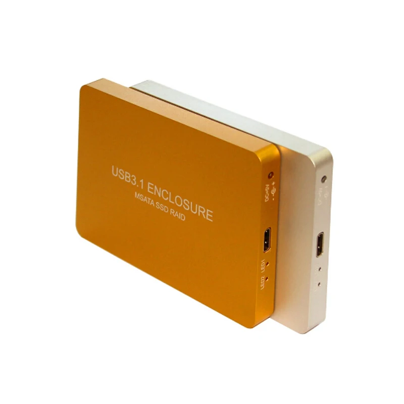 

HOT USB-C USB3.1 TYPE-C to 2 Ports MSATA SSD Raid 0 1 PM HDD Enclosure Adapter 3030 3050 Hard Disk Box External Box 800MB