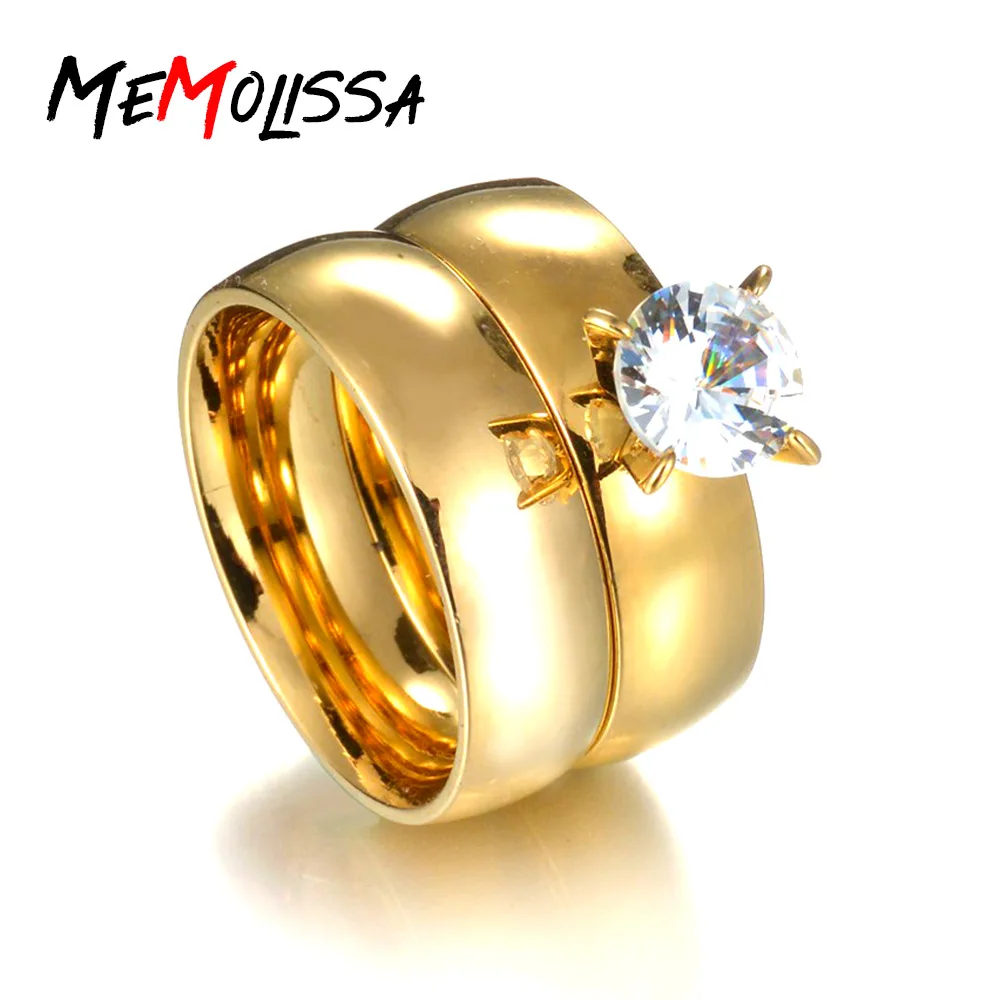 

MeMolissa Luxury Clear Stone Crystal Rings For Women Sliver Gold Color Wedding Engagement Ring Jewelry