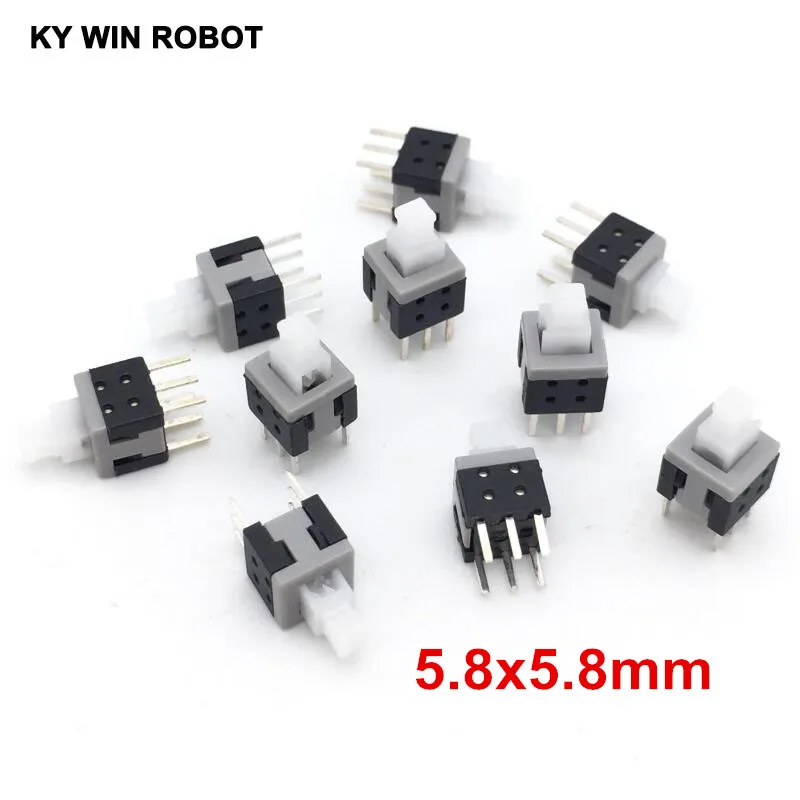 

20PCS/Lot 5.8X5.8MM 5.8*5.8MM Self-locking Switch Push Button Switch DIP 6 Pins Tactile Pushbutton Key Switch Wholesale