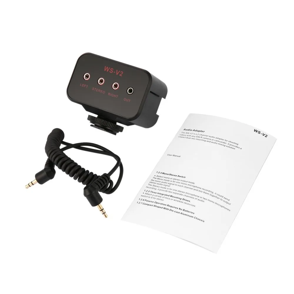

WS-VS Dual-Channel Microphone Audio Mixer Adapter With Cold Shoe Mounting Hub for Canon for Nikon for Sony DSLR Camera Camcorder