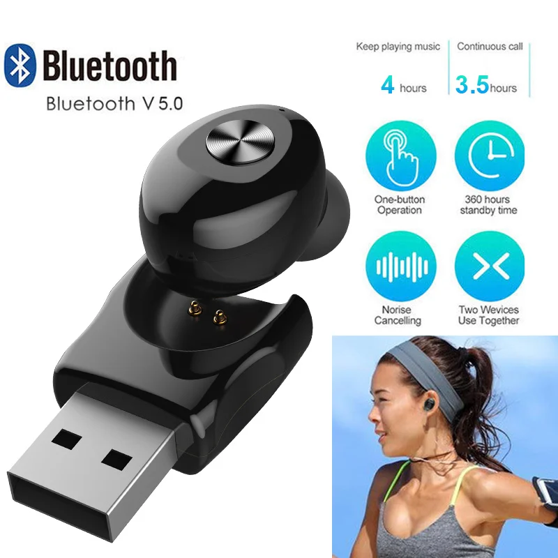 XG-U12, одиночные Bluetooth наушники, мини беспроводные наушники V5.0, стерео, 4 часа работы, гарнитура с микрофоном для телефона